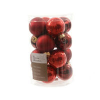CHRISTBAUMKUGEL-SET 16-teilig  - Rot, Basics, Glas (9/9/13cm)