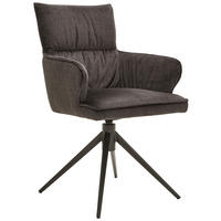 ARMLEHNSTUHL  in Eisen Velours  - Anthrazit/Schwarz, Design, Textil/Metall (58/91/62cm) - Dieter Knoll