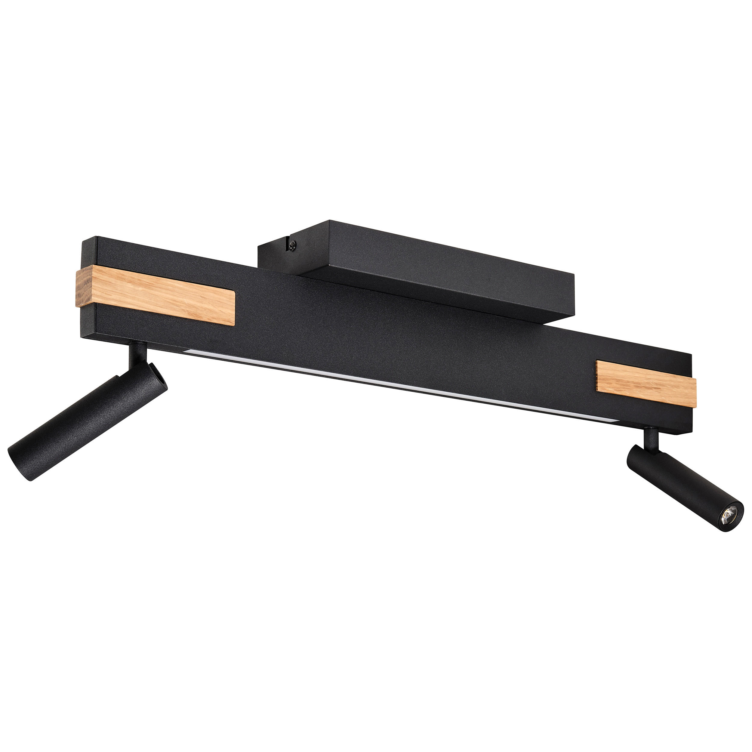 LED-DECKENSTRAHLER   - Eiche Bianco/Schwarz, Natur, Holz/Metall (15/2/60cm) - Brilliant