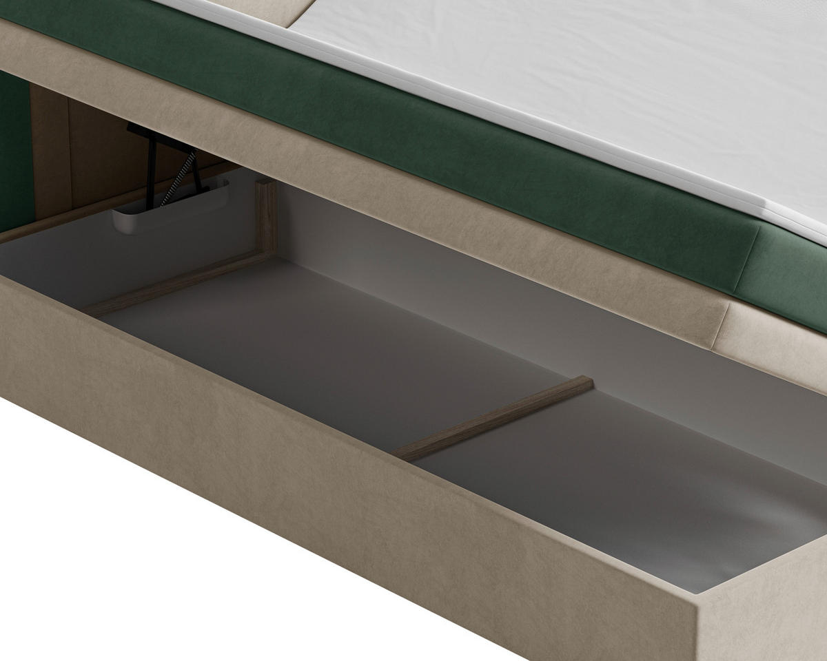 BOXBETT 160/200 cm  in Dunkelgrün, Beige, Mintgrün  - Dunkelgrün/Beige, MODERN, Holz/Kunststoff (160/200cm) - MID.YOU