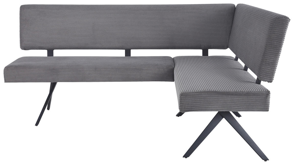 ECKBANK 190/150 cm  in Dunkelgrau  - Dunkelgrau/Schwarz, KONVENTIONELL, Textil/Metall (190/150cm) - MID.YOU