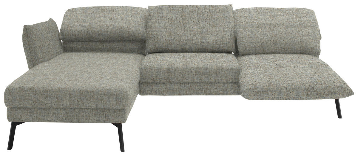 ECKSOFA in Flachgewebe Naturfarben  175/277 cm  - Schwarz/Naturfarben, Design, Textil/Metall (175/277cm) - Schöner Wohnen