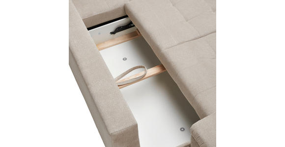 ECKSOFA Naturfarben Webstoff  inkl. Rückenkissen, Bettkasten, Schlaffunktion, Rücken echt, Armteilverstellung, Liegefläche im Originalstoff  - Schwarz/Naturfarben, KONVENTIONELL, Kunststoff/Textil (282/162cm) - Carryhome