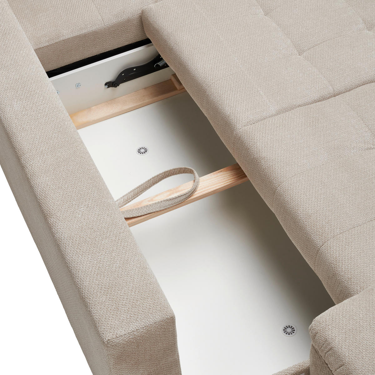 ECKSOFA Naturfarben Webstoff  - Schwarz/Naturfarben, KONVENTIONELL, Kunststoff/Textil (282/162cm) - Carryhome