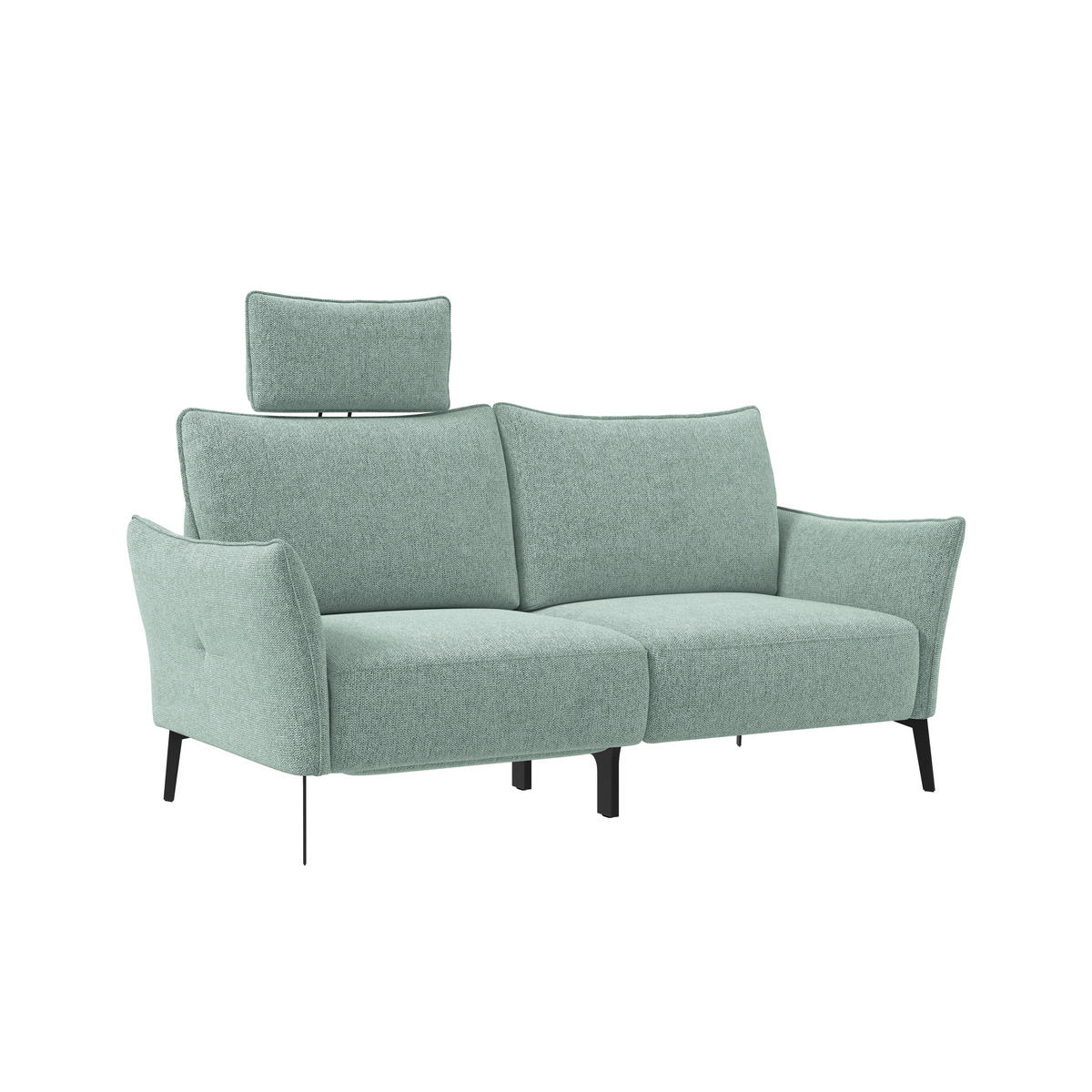3-SITZER-SOFA Chenille Hellblau  - Schwarz/Hellblau, Konventionell, Textil/Metall (184/90/92cm) - Elegando