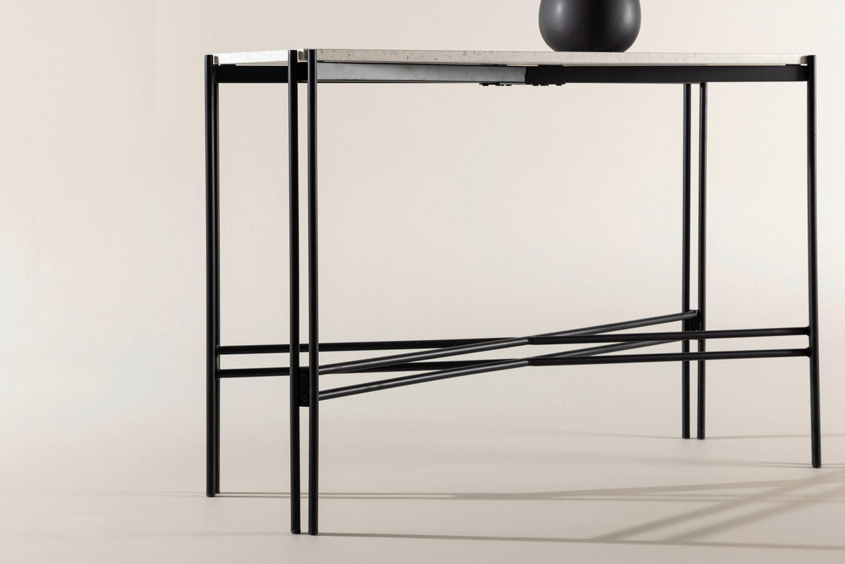 BEISTELLTISCH 110/30/75 cm Schwarz, Weiß rechteckig  - Schwarz/Weiß, Design, Stein/Metall (110/30/75cm) - Livetastic