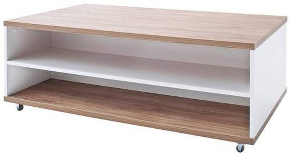 KONFERENČNÍ STOLEK, bílá, barvy dubu, kompozitní dřevo, 115/70/42 cm - bílá/barvy dubu, Design, kov/kompozitní dřevo (115/70/42cm) - Livetastic