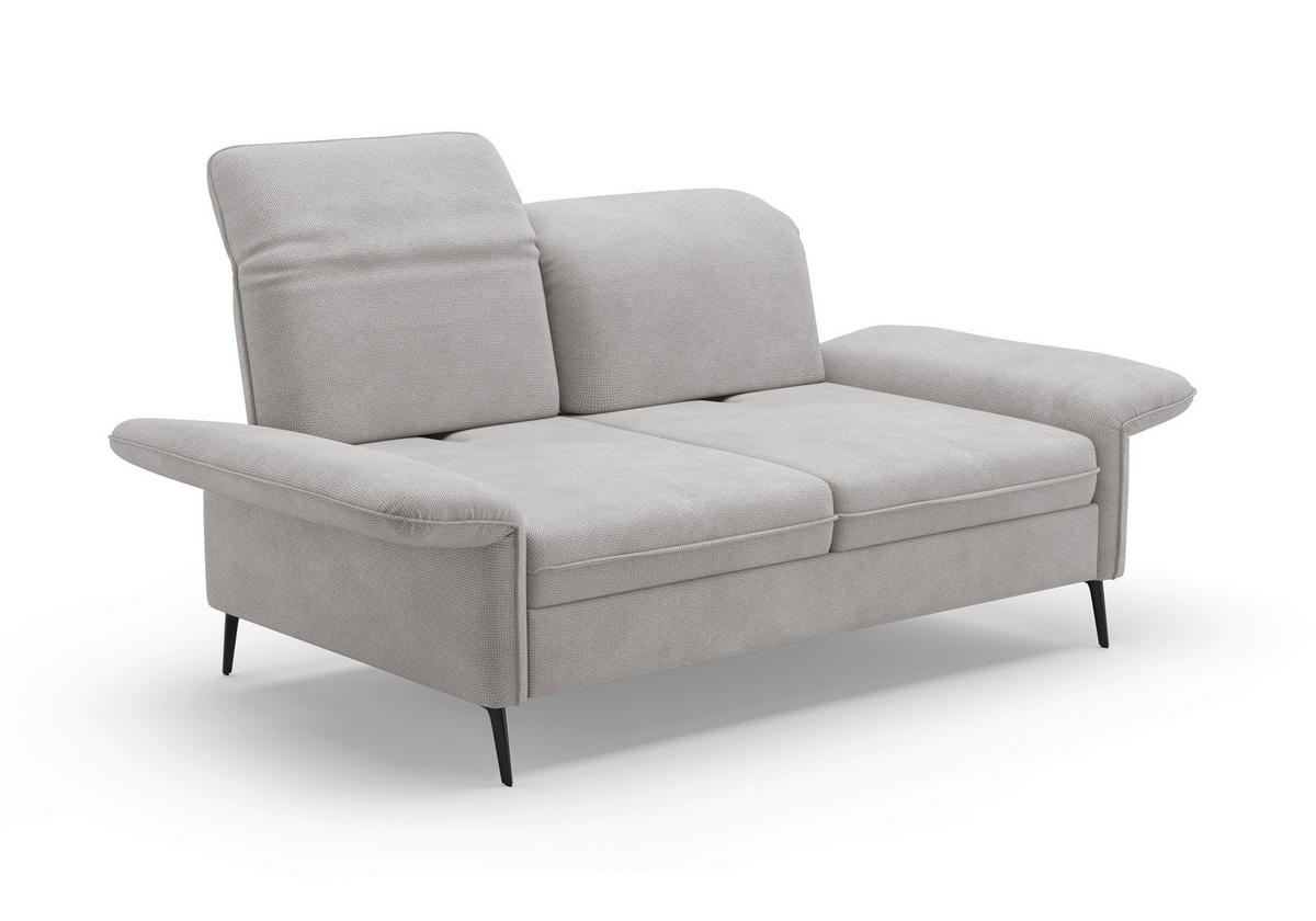 2,5-SITZER in Flachgewebe Silberfarben  - Silberfarben/Schwarz, KONVENTIONELL, Textil/Metall (189/92/123cm) - Sit & More