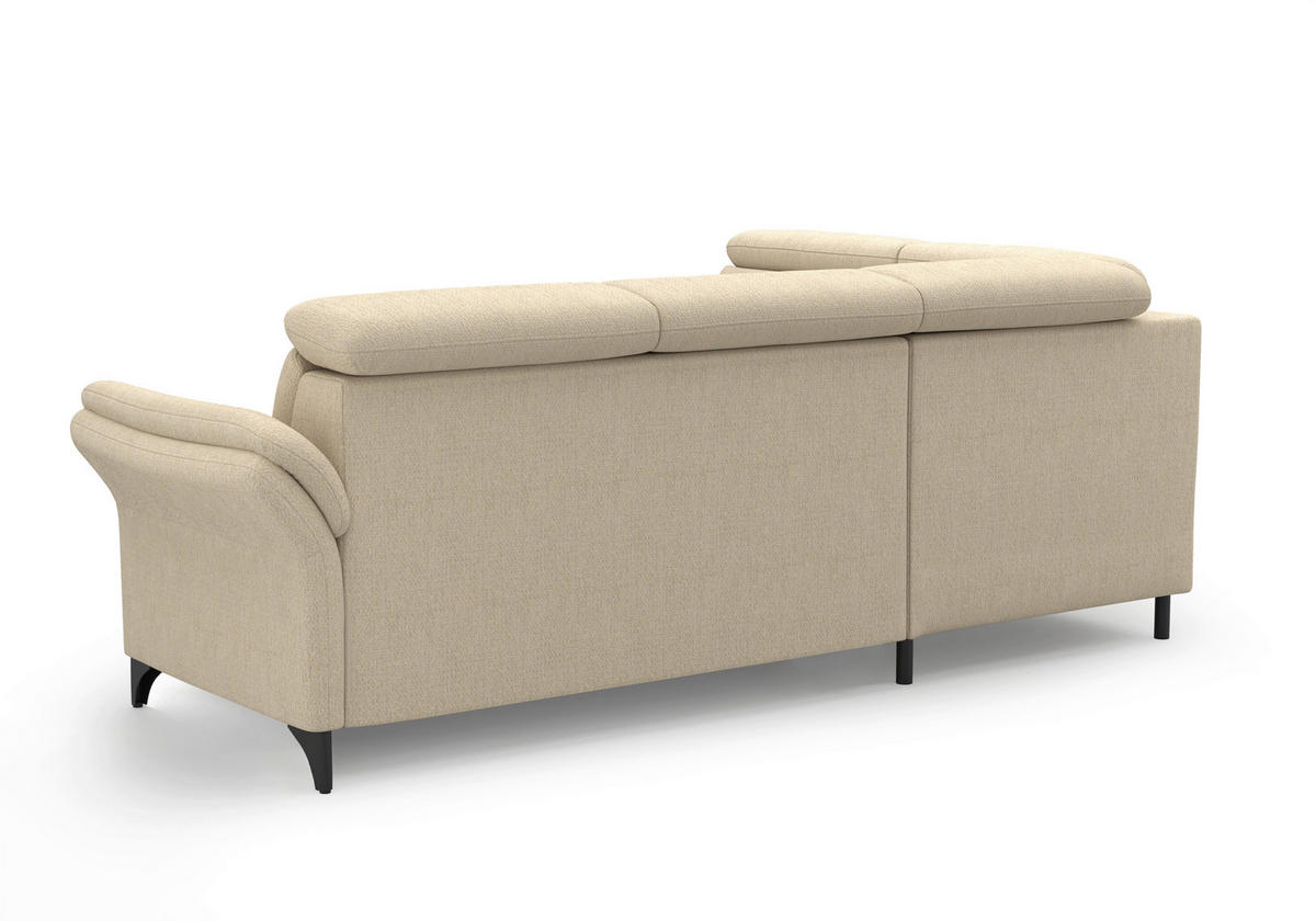 ECKSOFA GLENDALE E in Chenille Sandfarben  193/247 cm  - Sandfarben/Schwarz, KONVENTIONELL, Textil/Metall (193/247cm) - Sit & More