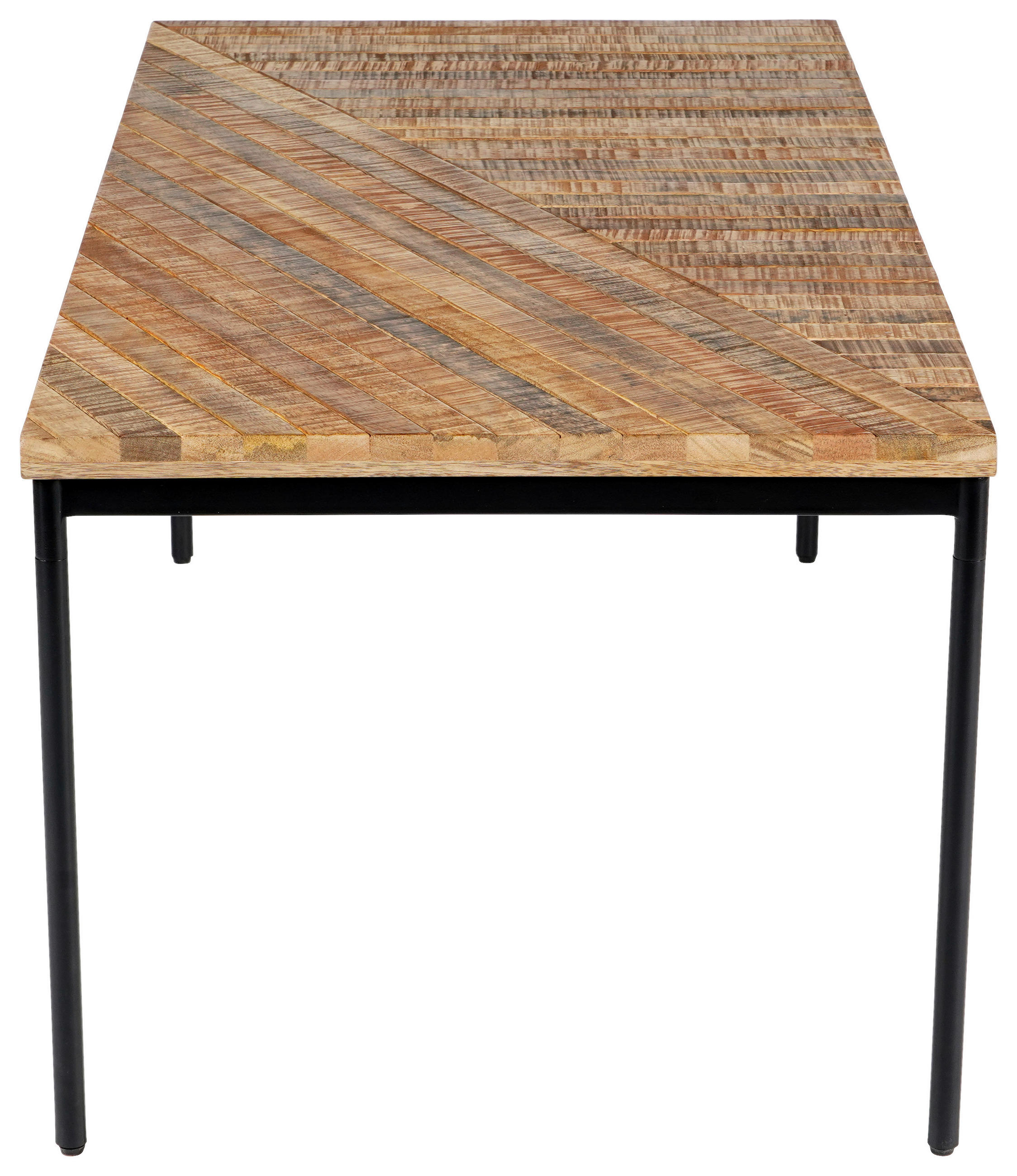 Thumbnail - Ambia Home Couchtisch, Schwarz, Hellbraun, Holz, Mangoholz, vollmassiv, Holz, rechteckig, Rundrohr, 55x45x110 cm, einfac...