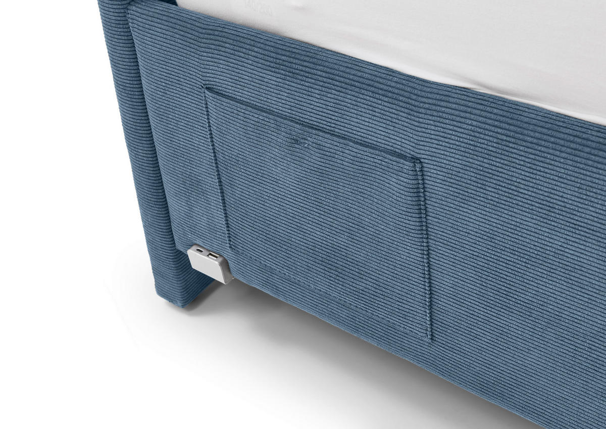 POLSTERBETT Cool 140/200 cm  in Blau  - Blau/Eichefarben, KONVENTIONELL, Holz/Textil (140/200cm) - Stylife