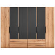 DREHTÜRENSCHRANK  in Anthrazit, Wildeiche  - Wildeiche/Anthrazit, Natur, Glas/Holz (300/218/60cm) - Valnatura