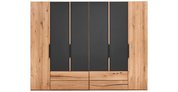 DREHTÜRENSCHRANK  in Anthrazit, Wildeiche  - Wildeiche/Anthrazit, Natur, Glas/Holz (300/218/60cm) - Valnatura