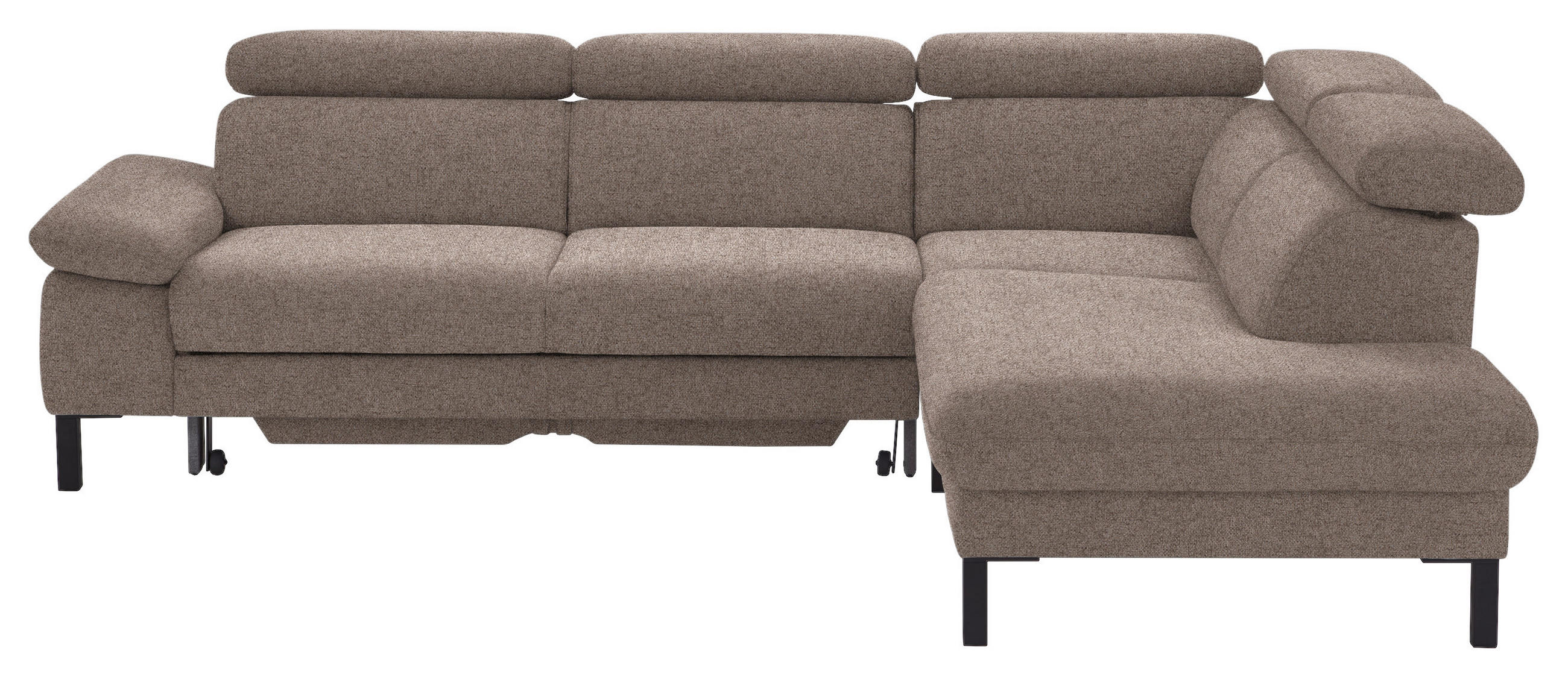 ECKSOFA in Flachgewebe Taupe  - Taupe/Schwarz, Design, Holzwerkstoff/Textil (272/217cm) - Pure Home Comfort