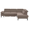 ECKSOFA in Flachgewebe Taupe  - Taupe/Schwarz, Design, Holzwerkstoff/Textil (272/217cm) - Pure Home Comfort