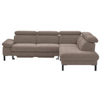 ECKSOFA in Flachgewebe Taupe  - Taupe/Schwarz, Design, Holzwerkstoff/Textil (272/217cm) - Pure Home Comfort