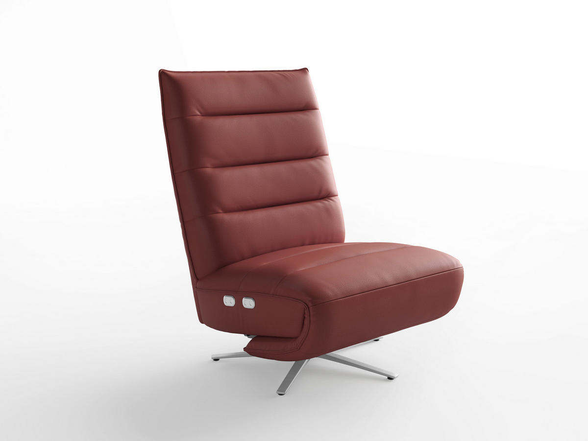 RELAXSESSEL Leder Rotbraun  - Rotbraun/Silberfarben, Basics, Leder/Metall (80/109/98cm) - Sit & More