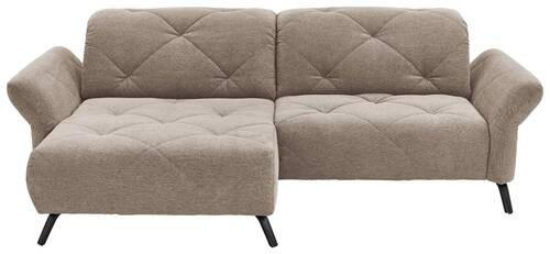 ECKSOFA Taupe Webstoff  - Taupe/Schwarz, Design, Textil/Metall (173/244cm) - Moderano