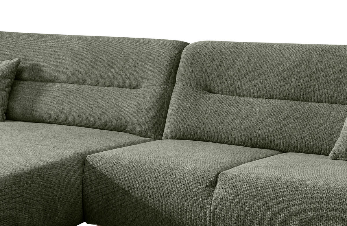 ECKSOFA in Chenille Dunkelgrün  - Wildeiche/Dunkelgrün, Modern, Holz/Textil (166/290cm) - MID.YOU
