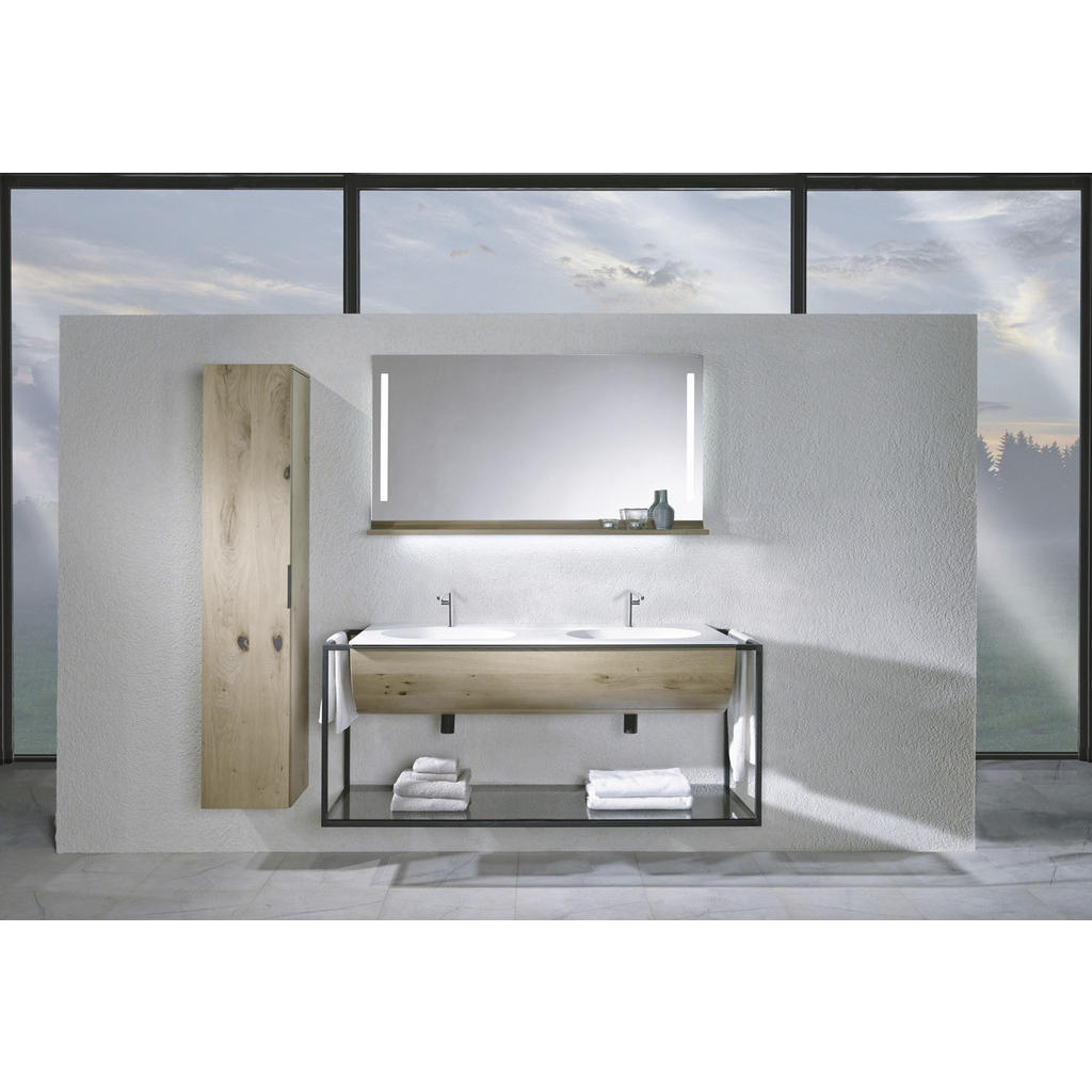 Thumbnail - Voglauer Hochschrank Vquell, Eiche, Glas, Eiche, mehrschichtige Massivholzplatte (Tischlerplatte), 4 Fächer, 32x160x35 c...