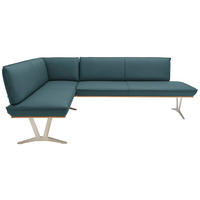 ECKBANK 152/237 cm  in Blau, Grün  - Blau/Edelstahlfarben, Design, Leder/Holz (152/237cm) - Ambiente