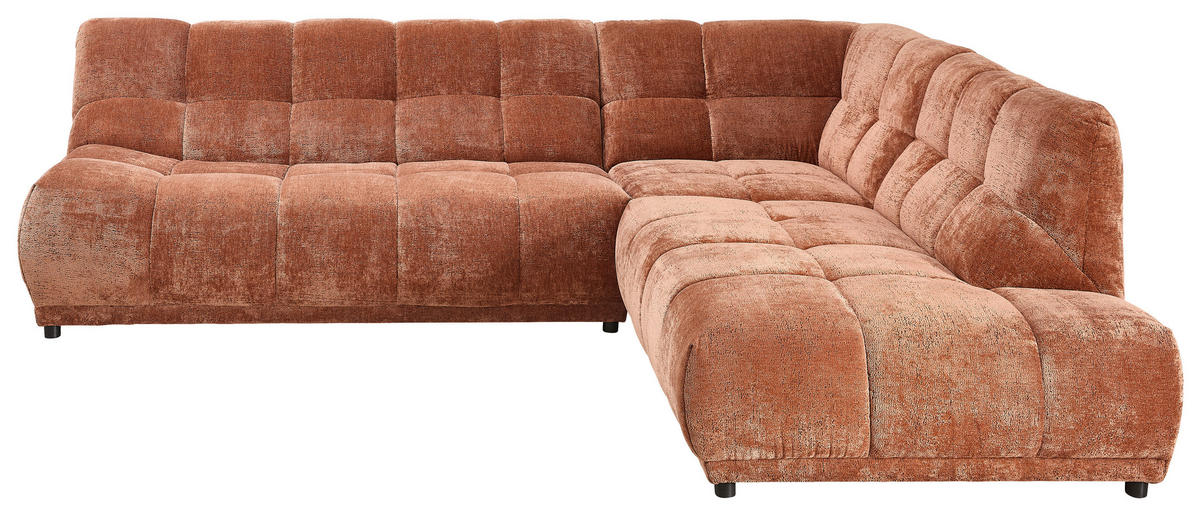 ECKSOFA Chenille Rostfarben  - Rostfarben/Schwarz, Modern, Kunststoff/Textil (284/250cm) - Livetastic