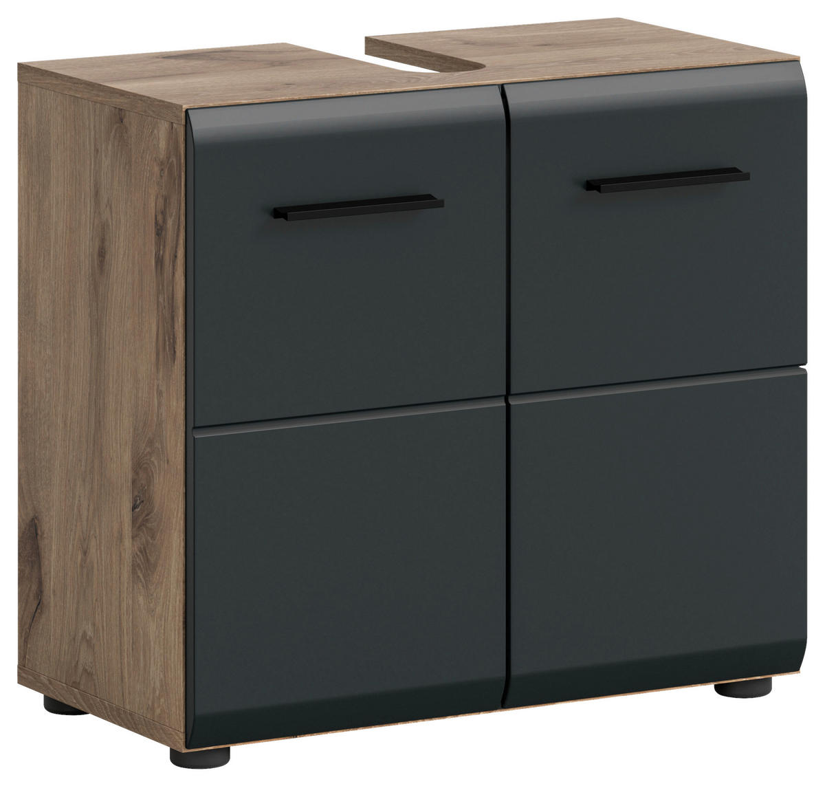 TVÄTTSTÄLLSUNDERSKÅP 60/54/30 cm  - mörk ek/svart, Basics, trämaterial/plast (60/54/30cm) - MID.YOU