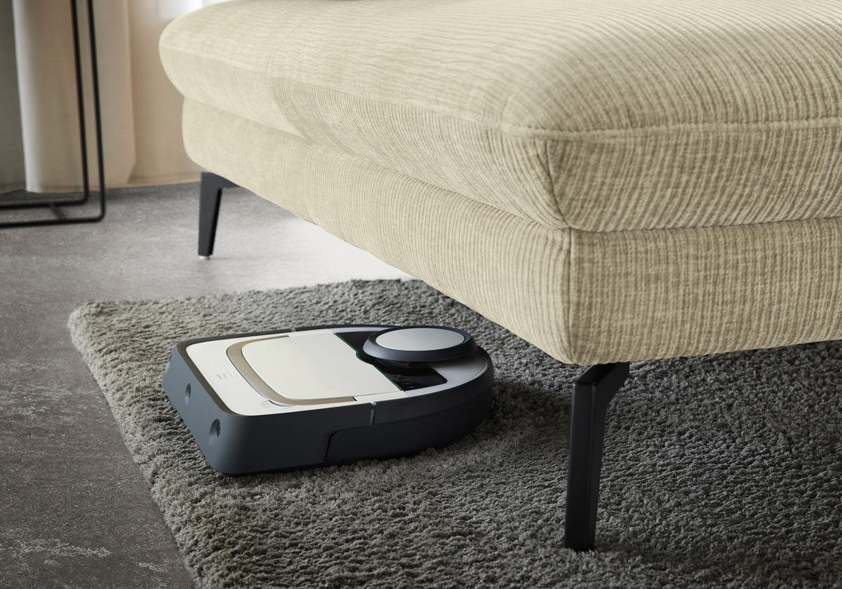 WOHNLANDSCHAFT in Webstoff Creme  - Creme/Schwarz, Design, Textil/Metall (157/354/208cm) - Dieter Knoll