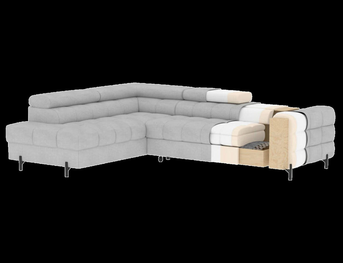 ECKSOFA in Plüsch Beige  200/276 cm  - Beige/Schwarz, Design, Textil/Metall (200/276cm) - MID.YOU