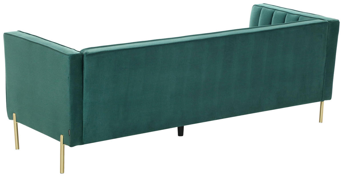 3-SITZER-SOFA Samt Grün  - Goldfarben/Grün, Design, Textil/Metall (204/75/85cm) - Livetastic