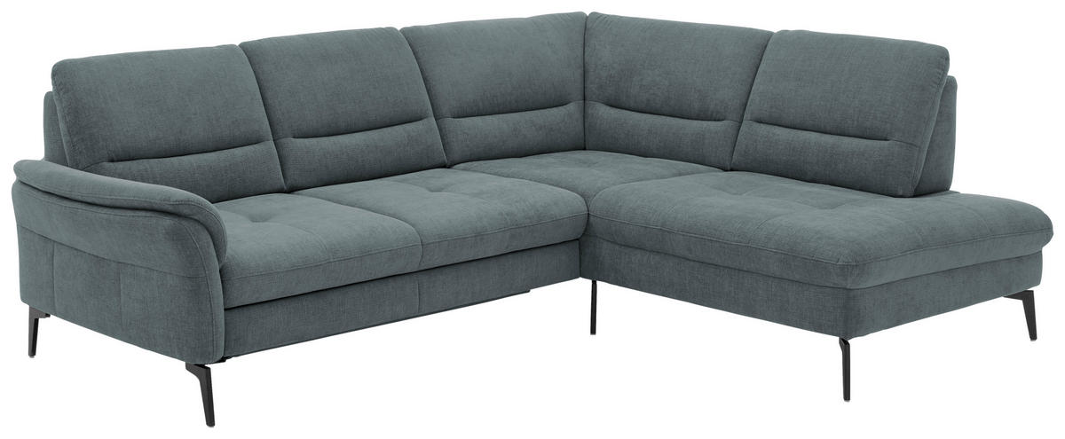 ECKSOFA in Webstoff Blaugrau  256/206 cm  - Blaugrau/Schwarz, Design, Textil/Metall (256/206cm) - Beldomo System