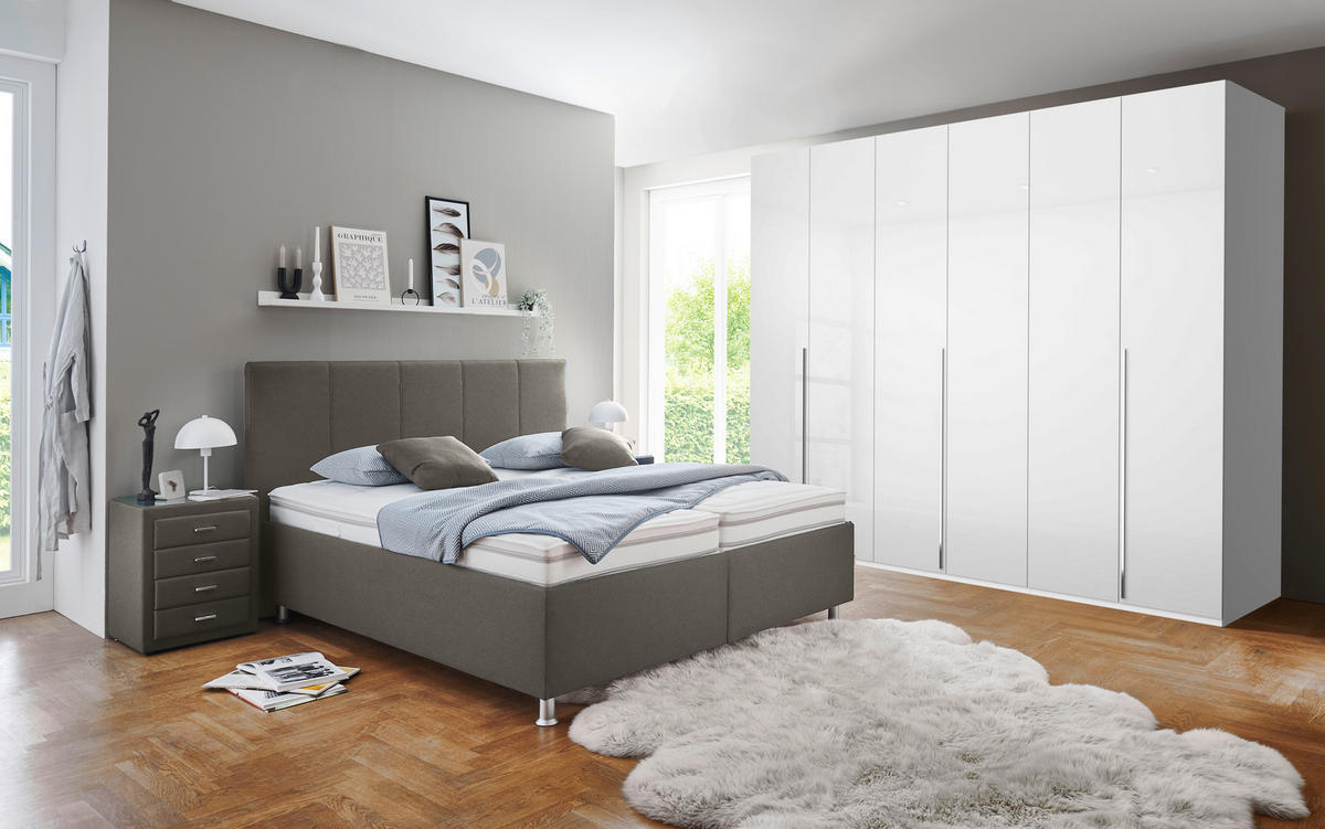 POLSTERBETT 180/200 cm  in Hellbraun  - Hellbraun/Weiss, Konventionell, Holz/Holzwerkstoff (180/200cm) - Beldomo - Sleep