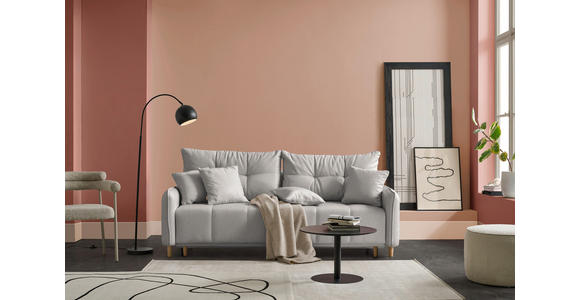 SCHLAFSOFA  in Chenille Hellgrau  - Buchefarben/Hellgrau, Design, Holz/Textil (217/97/101cm) - Carryhome