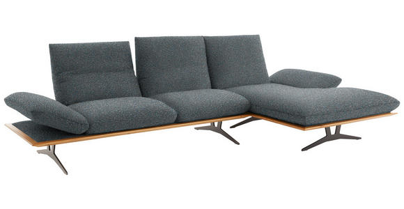 ECKSOFA in Flachgewebe Blaugrau  - Blaugrau/Schwarz, Design, Holz/Textil (314/159cm) - Dieter Knoll