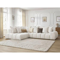 ECKSOFA Ottomane rechts  EVEREST Weiß Struktur  - Schwarz/Weiß, MODERN, Kunststoff/Textil (210/352cm) - Livetastic