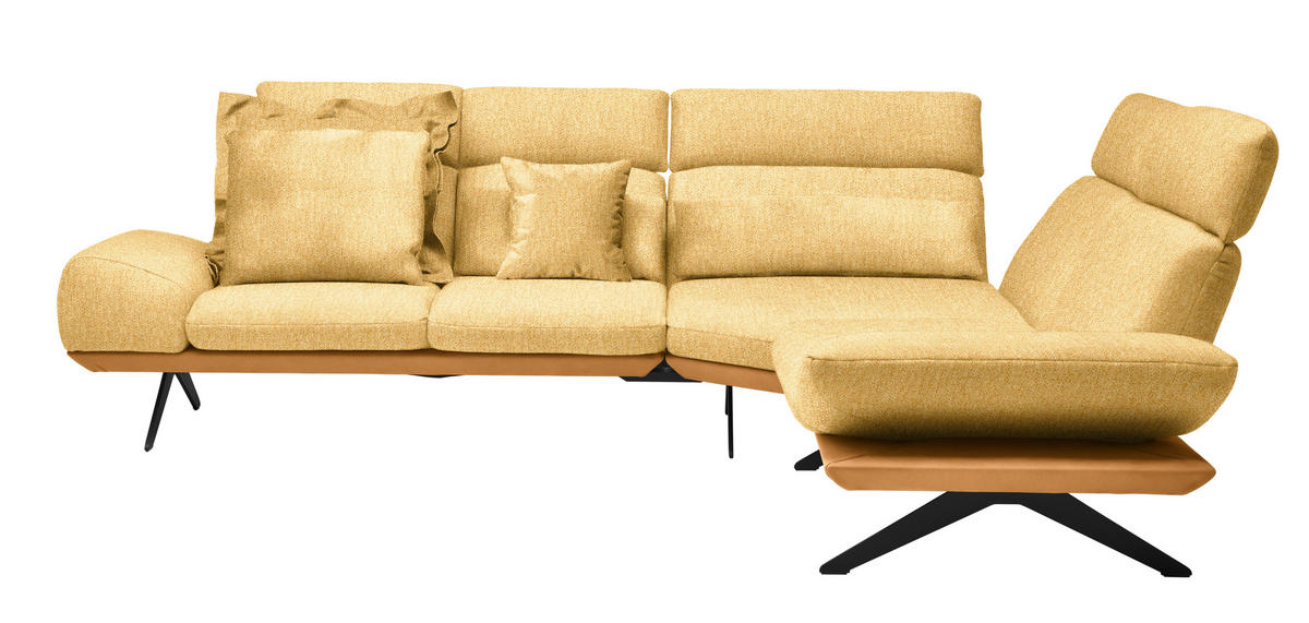 ECKSOFA  in Chenille, Flachgewebe Gelb  270/239 cm  - Gelb/Schwarz, Design, Textil/Metall (270/239cm) - Koinor