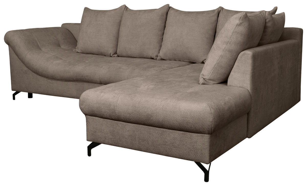 ECKSOFA Braun Struktur  - Schwarz/Braun, KONVENTIONELL, Textil/Metall (274/194cm) - Carryhome