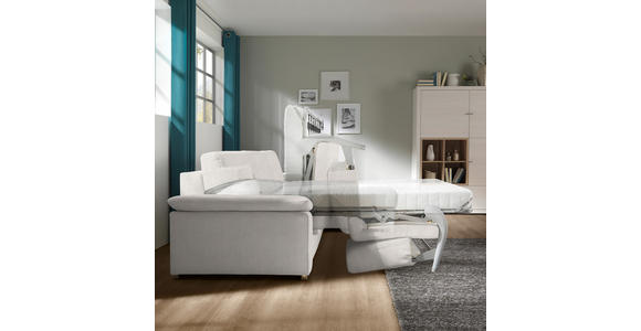 ECKSOFA in Flachgewebe Creme  - Chromfarben/Creme, KONVENTIONELL, Textil/Metall (285/176cm) - Novel