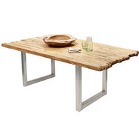 ESSTISCH 160/90/75,5 cm Echtholz  Holz, Metall rechteckig Naturfarben, Silberfarben  - Silberfarben/Naturfarben, MODERN, Holz/Metall (160/90/75,5cm) - MID.YOU