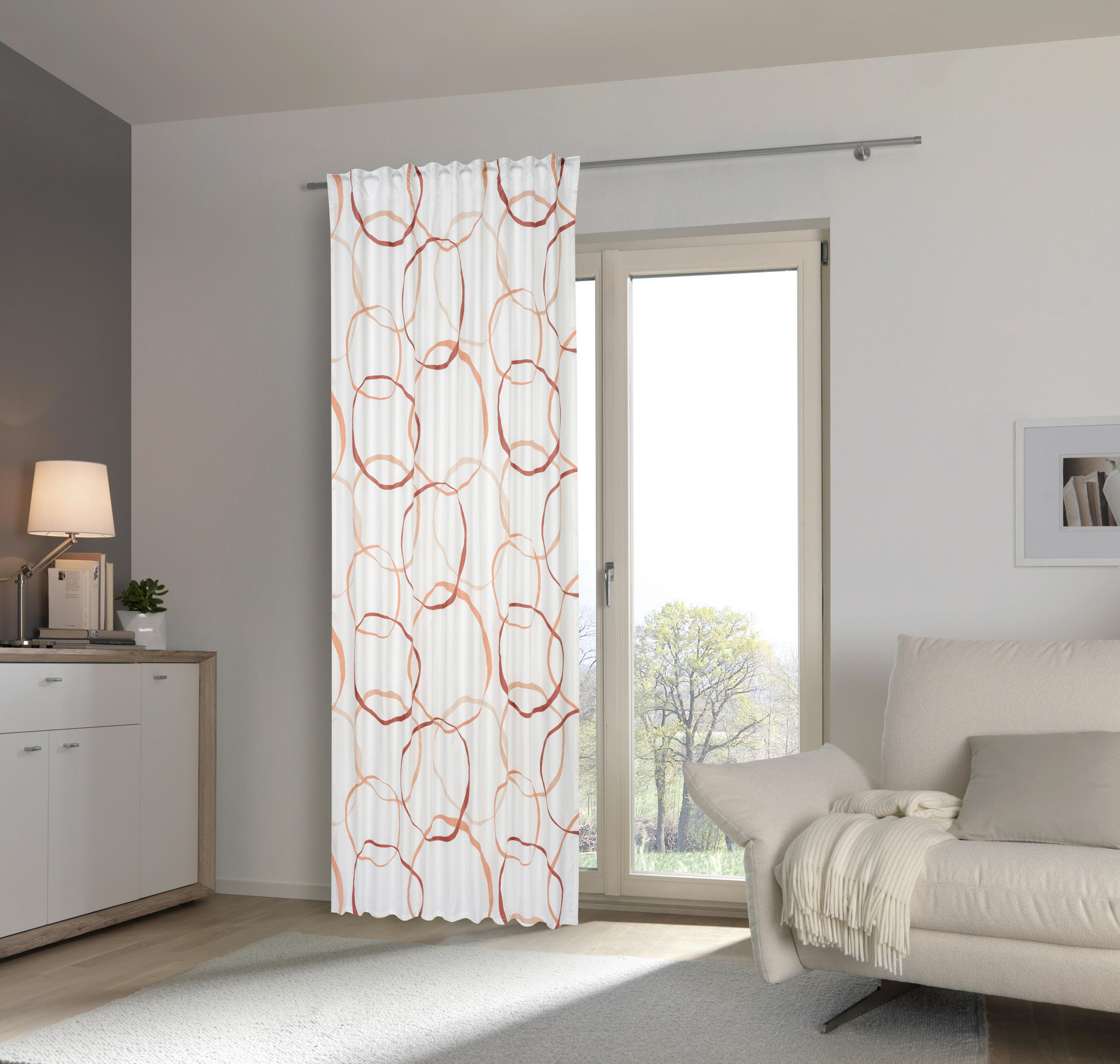 Thumbnail - Esposa Fertigvorhang Carlo, Braun, Weiß, Textil, 135x255 cm, Oeko-Tex® Standard 100, für Stange und Schiene geeignet, mi...