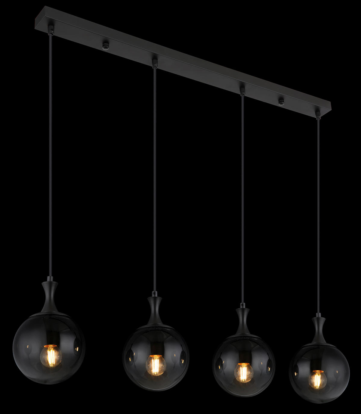 HÄNGELEUCHTE 90/15/130 cm    - Schwarz, Design, Glas/Kunststoff (90/15/130cm) - Globo
