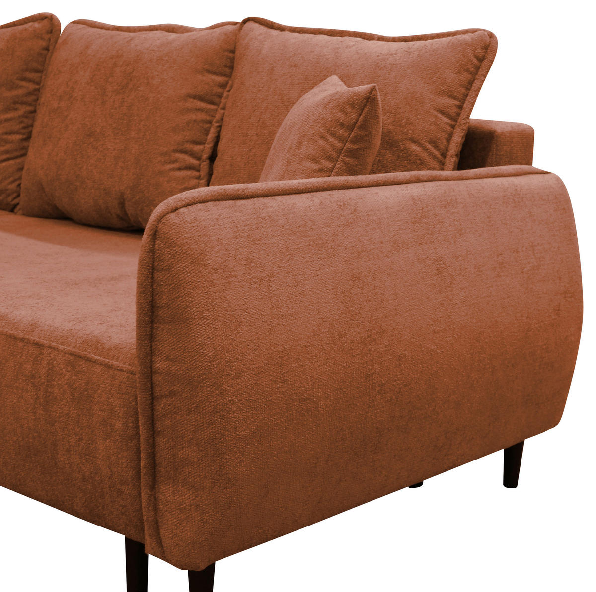 ECKSOFA MURANO Rot Chenille Zierkissen, Rückenkissen, Bettkasten  - Rot/Schwarz, Design, Holz/Textil (167/242cm) - MID.YOU