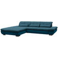 ECKSOFA in Mikrofaser Dunkelblau  - Schwarz/Dunkelblau, Design, Textil/Metall (204/341cm) - Xora