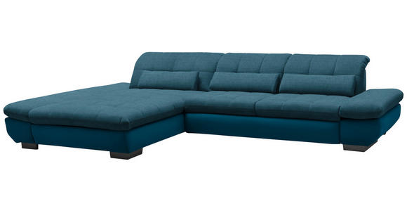 ECKSOFA in Mikrofaser Dunkelblau  - Schwarz/Dunkelblau, Design, Textil/Metall (204/341cm) - Xora