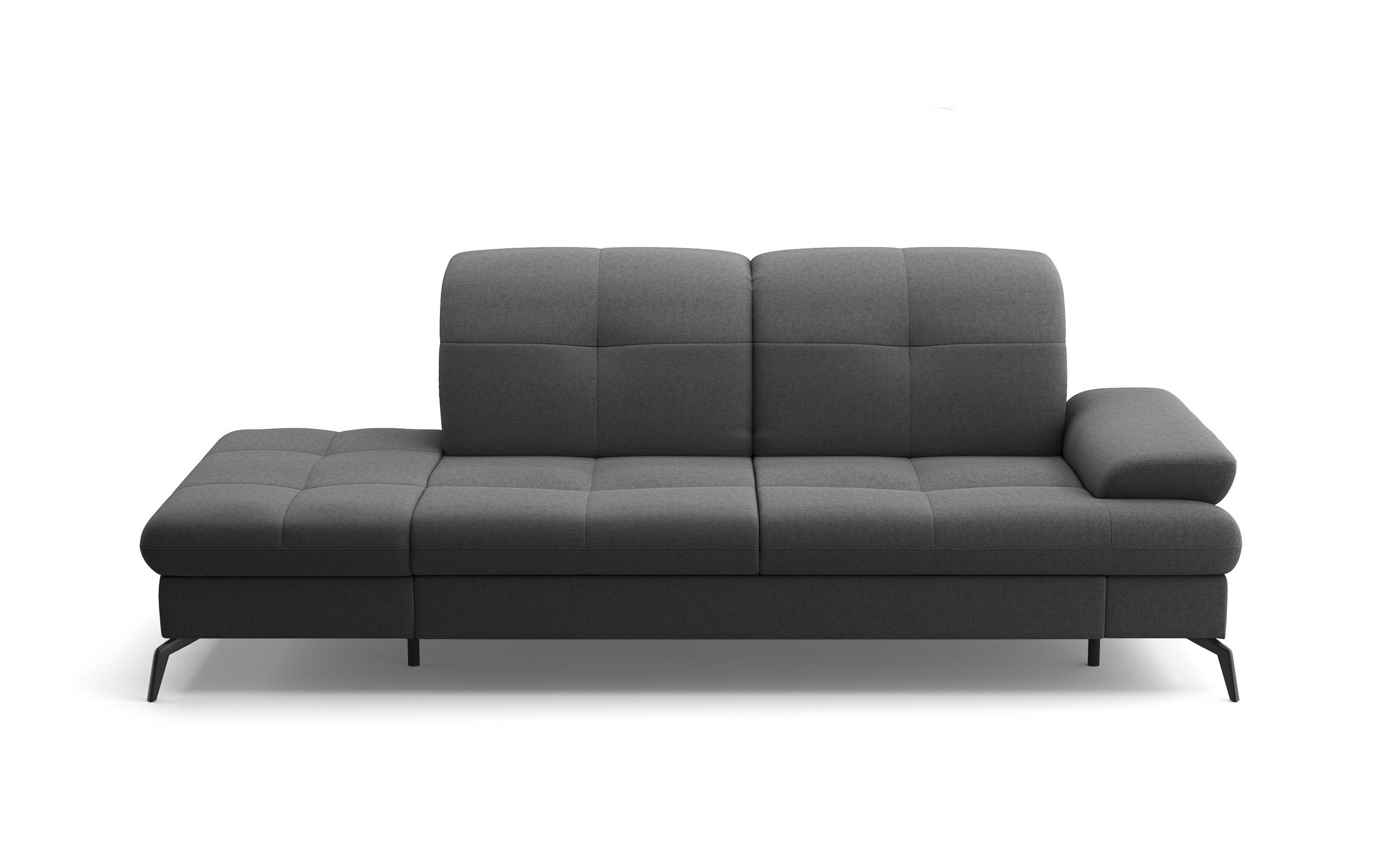 RÉCAMIERE Dunkelgrau Flachgewebe  - Dunkelgrau/Schwarz, KONVENTIONELL, Textil/Metall (231/90/122cm) - Sit & More