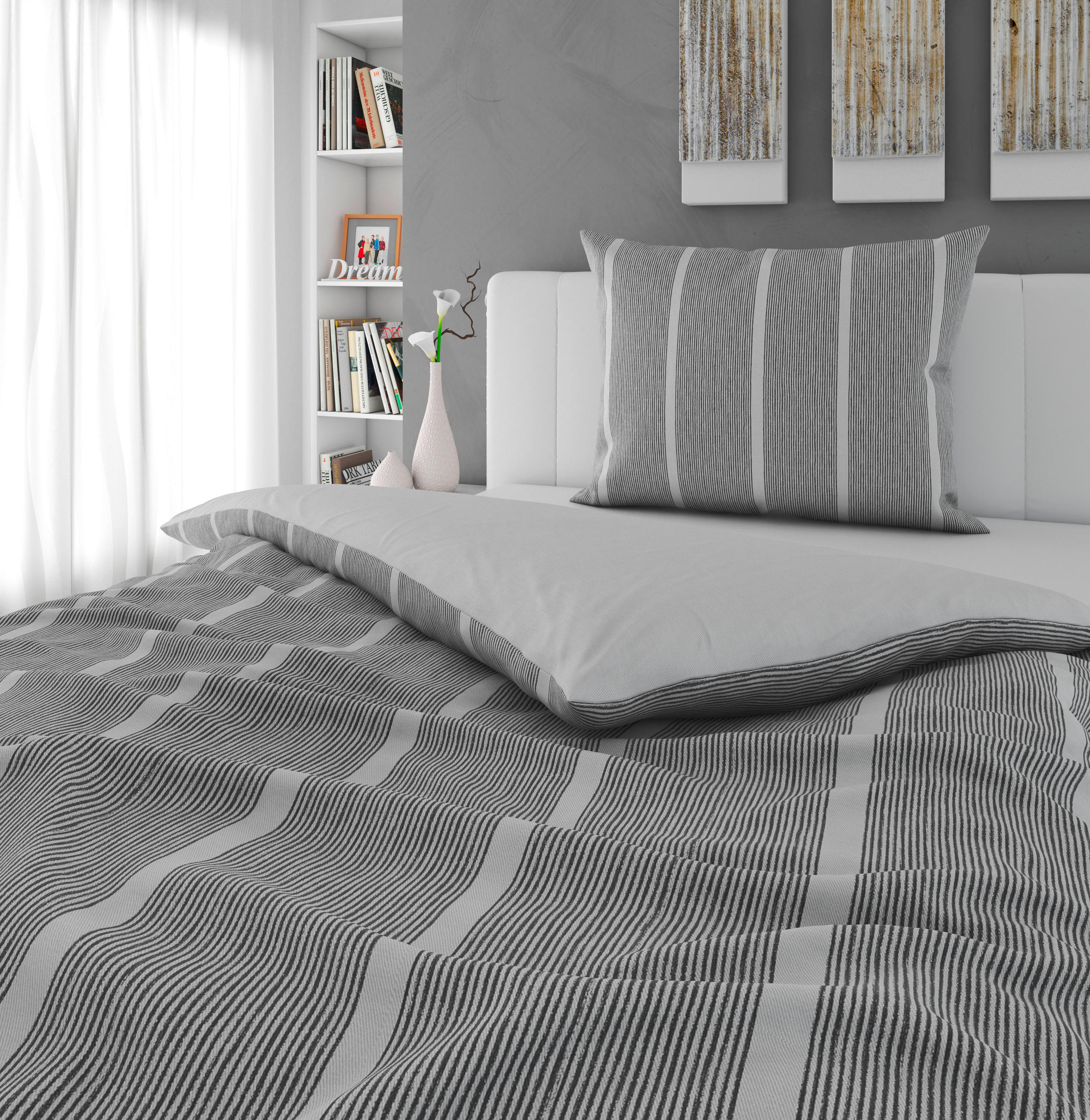 WENDEBETTWÄSCHE Renforcé 140/200 cm  - Silberfarben/Grau, Textil (140/200cm) - Bio:Vio