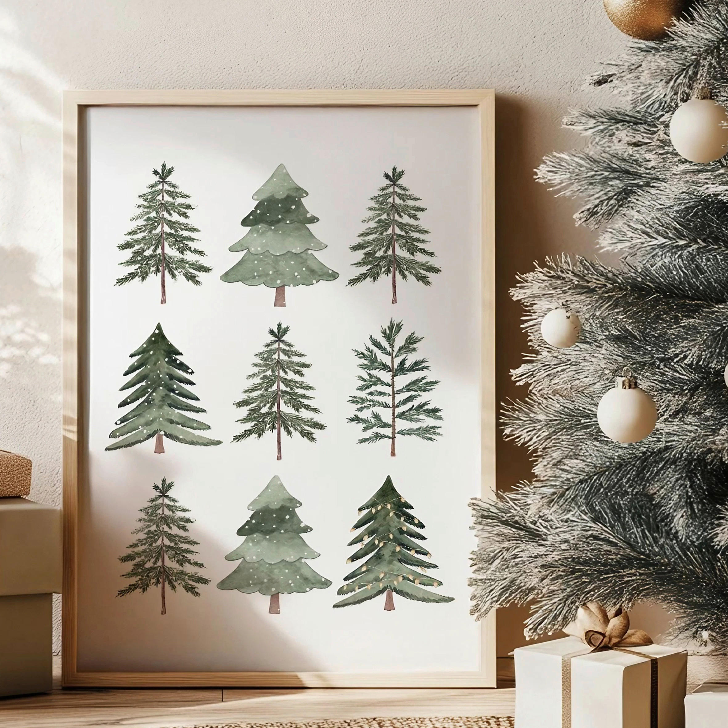 LEINWANDBILD Bäume 33/48/2 cm  - Waldgrün/Weiß, Basics, Holzwerkstoff (33/48/2cm) - X-Mas