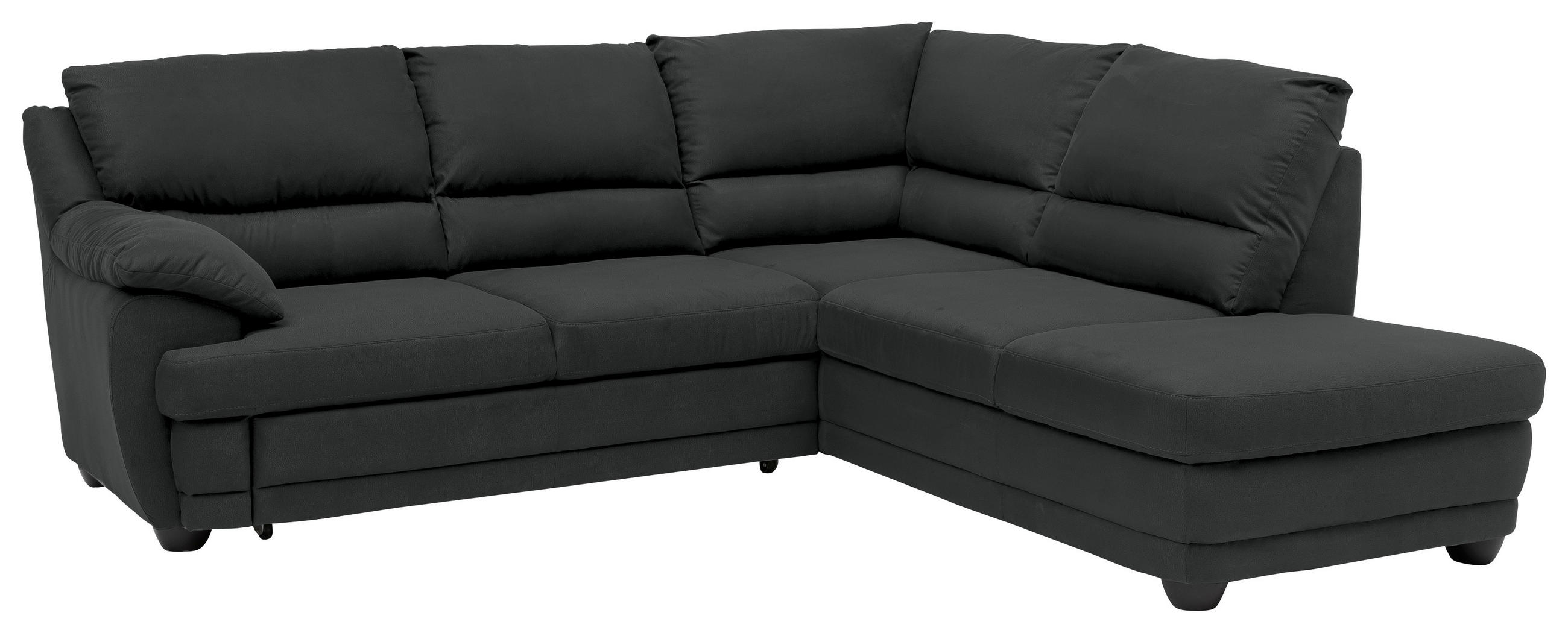 ECKSOFA Anthrazit Chenille Schlaffunktion  - Anthrazit/Schwarz, Design, Kunststoff/Textil (246/225cm) - Livetastic