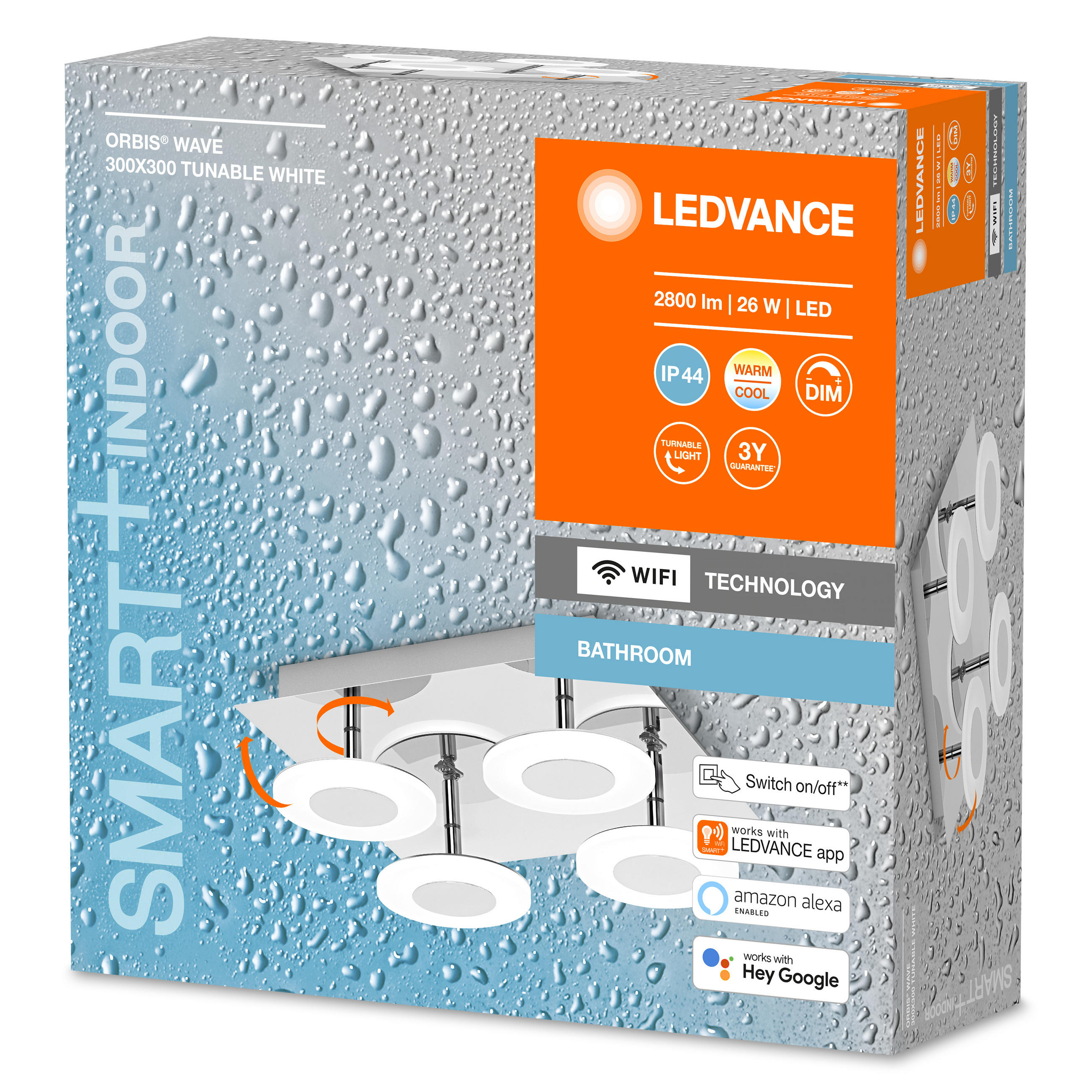LED-DECKENLEUCHTE Smart+ WiFi Orbis Wave 30/30/9,3 cm   - Silberfarben, Basics, Kunststoff (30/30/9,3cm) - Ledvance
