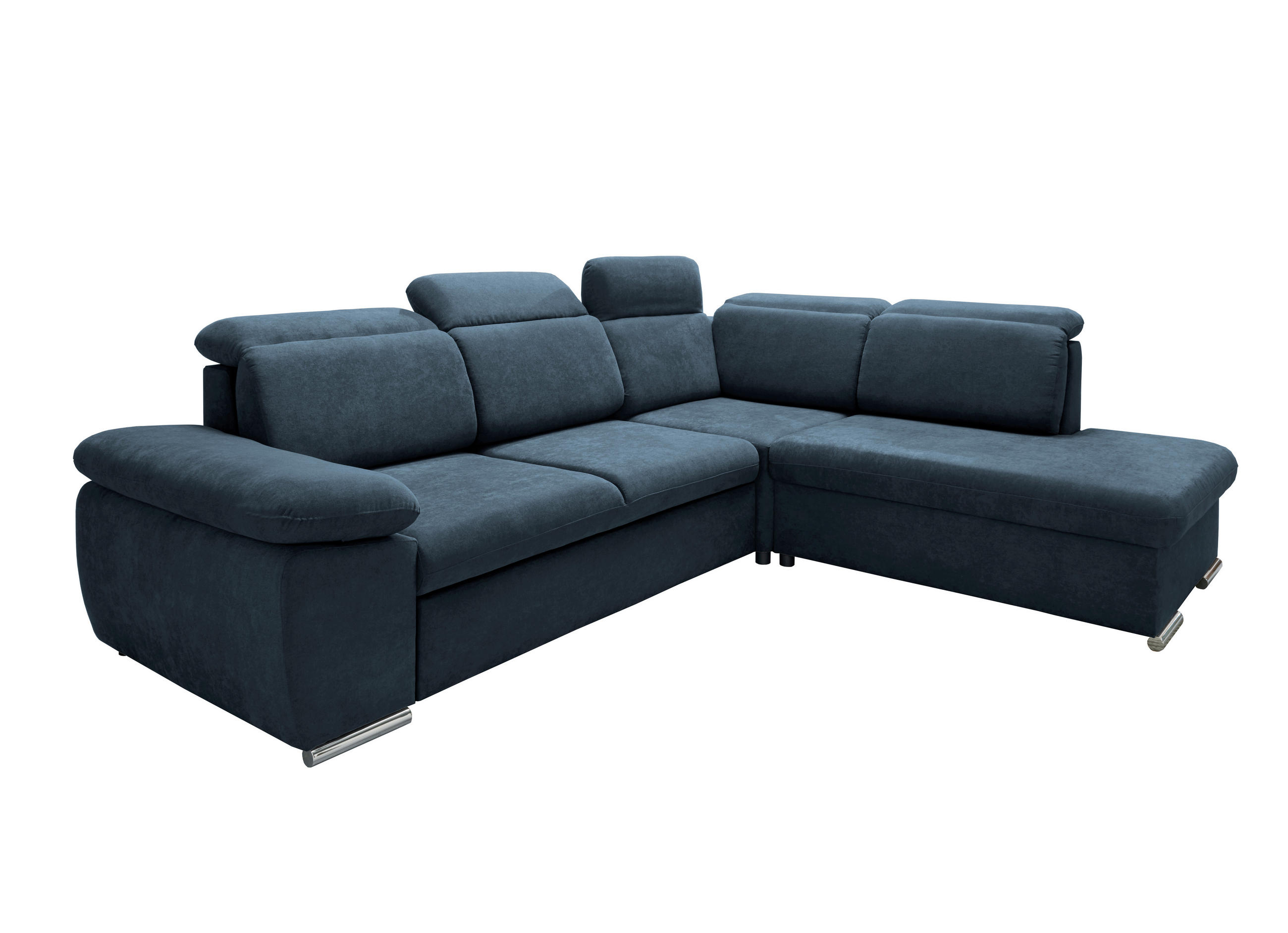 ECKSOFA Mikrofaser Dunkelblau  - Chromfarben/Dunkelblau, Design, Textil/Metall (283/228cm) - Livetastic